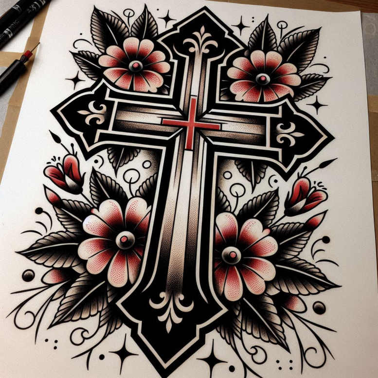 old-school-neo-traditional tattoo design ideas minimal stylized symbolising courage