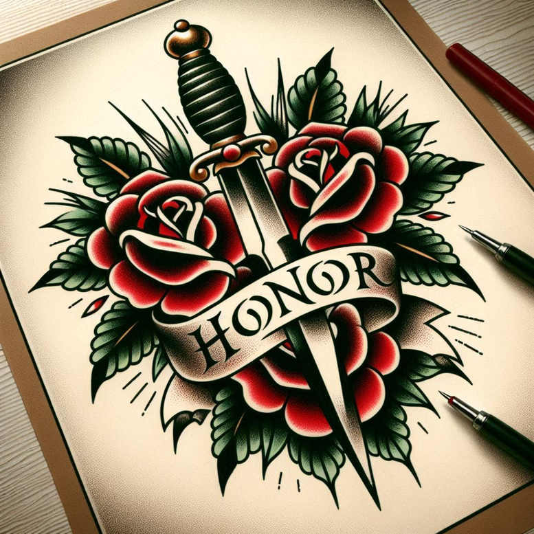 old-school-neo-traditional tattoo design ideas CGI-rendered tattoo flash stands for resilience