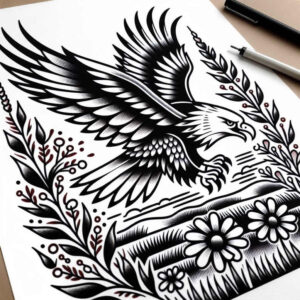 old-school-neo-traditional tattoo design ideas 3D-rendered timeless shows determination