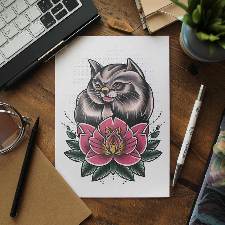 old-school-neo-traditional tattoo design ideas ethereal timeless symbolising courage