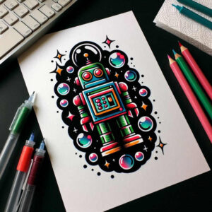 old-school-neo-traditional tattoo design ideas glowing vibrant colors represents strength