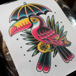 old-school-neo-traditional tattoo design ideas smooth vintage style for back of neck