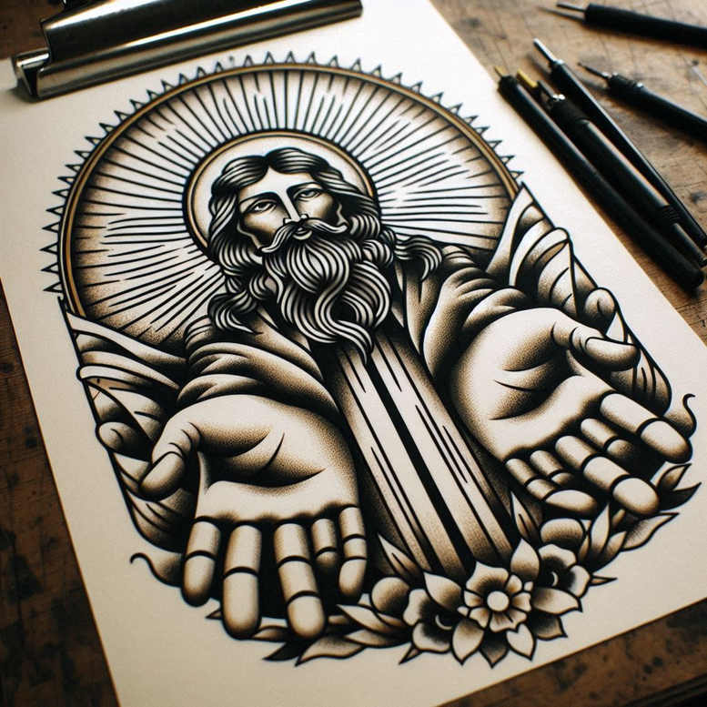 vintage-tattoo – tattoo design ideas free ai generated – empty-space – for-palm – Gallery: old-school-neo-traditional-inkby-ai