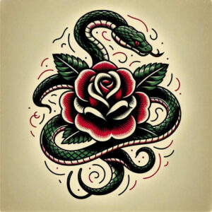 vintage-tattoo – tattoo design ideas free ai generated – single-dot – for-upper-thigh – Gallery: old-school-neo-traditional-inkby-ai