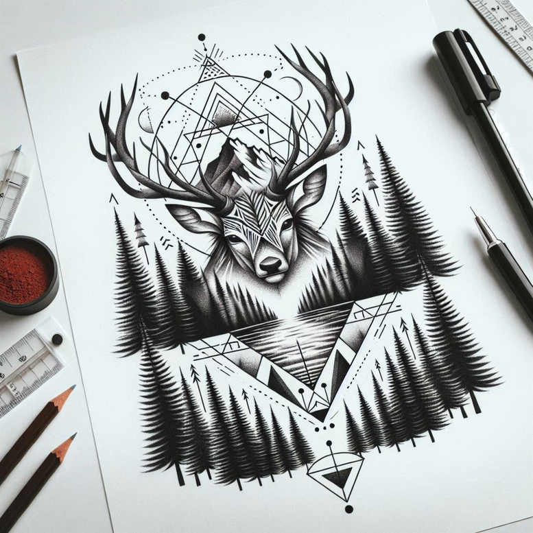 animals-with-ornament – tattoo design ideas free ai generated – neotraditional-vivid-detail – for-lower-back – Gallery: other-animals-inkby-ai