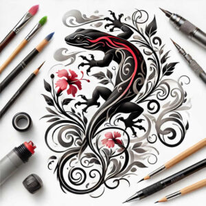 other-animals tattoo design ideas Surrealism ghostly shapes bold lines for fingers