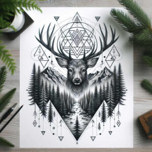 wild-animals – tattoo design ideas free ai generated – surrealism-disorienting – for-back-shoulder – Gallery: other-animals-inkby-ai