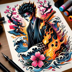 asian-calligraphy – tattoo design ideas free ai generated – surrealism-illusionary – for-upper-arm – Gallery: other-asia-inkby-ai