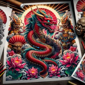 asian-dancer – tattoo design ideas free ai generated – neotraditional-vivid-hues – for-wrist-side – Gallery: other-asia-inkby-ai
