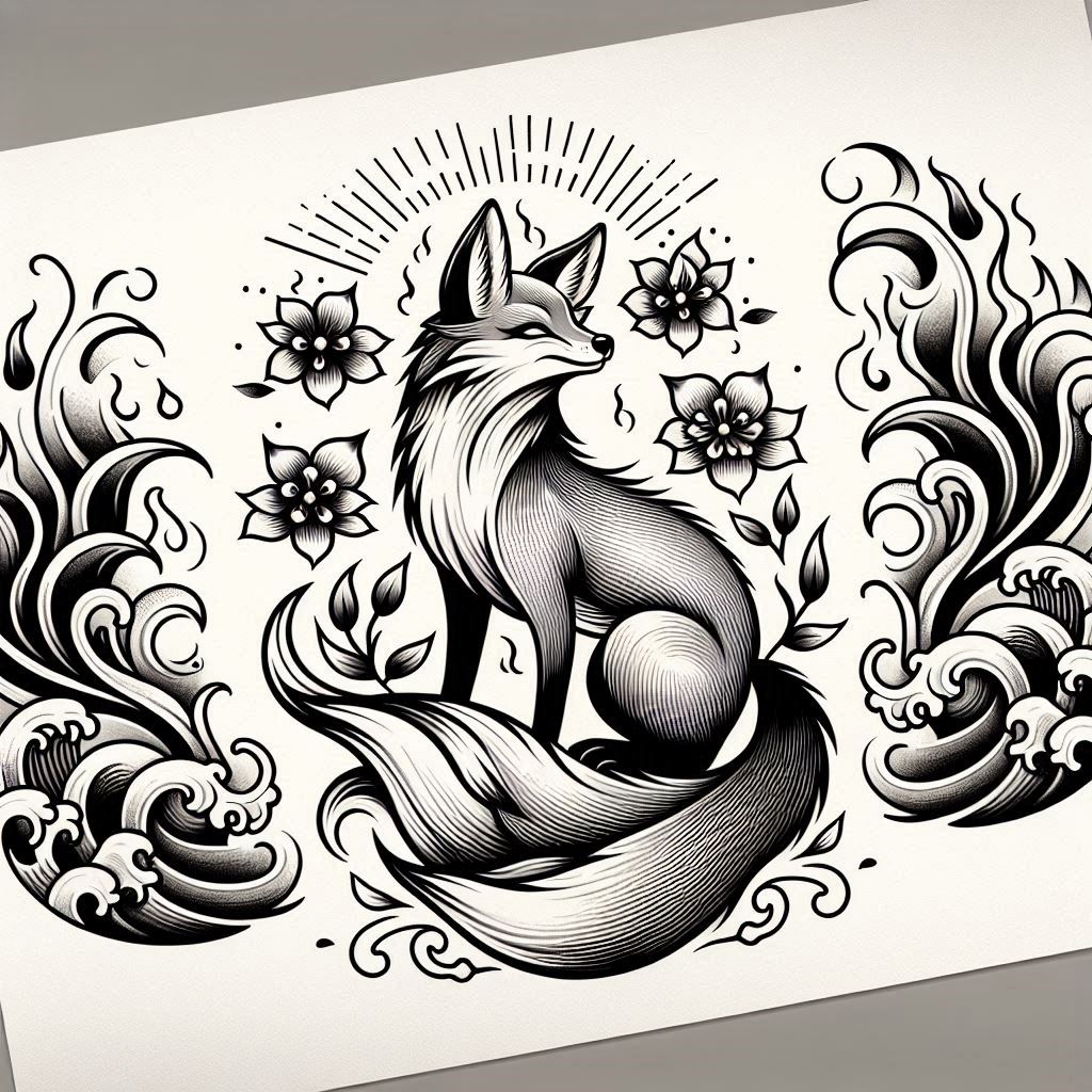 asian-motifs – tattoo design ideas free ai generated – neotraditional-accent-shading – for-behind-ear – Gallery: other-asia-inkby-ai