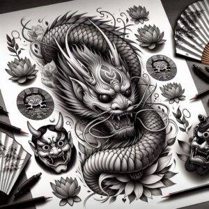 asian-plant-ornaments – tattoo design ideas free ai generated – surrealism-psychic-energy – for-chest – Gallery: other-asia-inkby-ai
