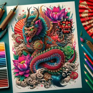asian-traditional-tattoo-neotraditional-enhanced-shading-for-scapula – tattoo design ideas free ai generated – Gallery: other-asia-inkby-ai