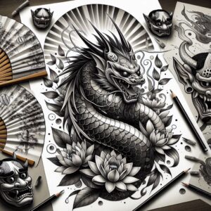 other-asia tattoo design ideas black-and-white delicate symbol of determination