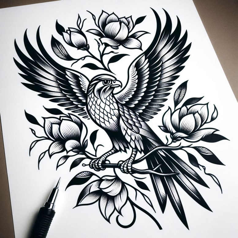 inspirational-bird-tattoo – tattoo design ideas free ai generated – surrealism-visionary – for-wrist-side – Gallery: other-birds-inkby-ai