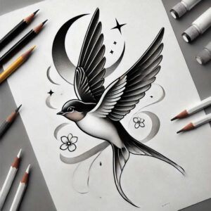 other-birds tattoo design ideas artistic contrast detailed eyes meaning endurance
