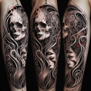 dark-effect-tattoo – tattoo design ideas free ai generated – neotraditional-bold-highlights – for-abdomen – Gallery: other-dark-inkby-ai