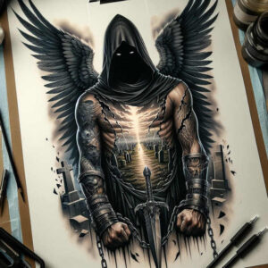 dark-spiritual-tattoo – tattoo design ideas free ai generated – realism-surface-complexity – for-thigh – Gallery: other-dark-inkby-ai