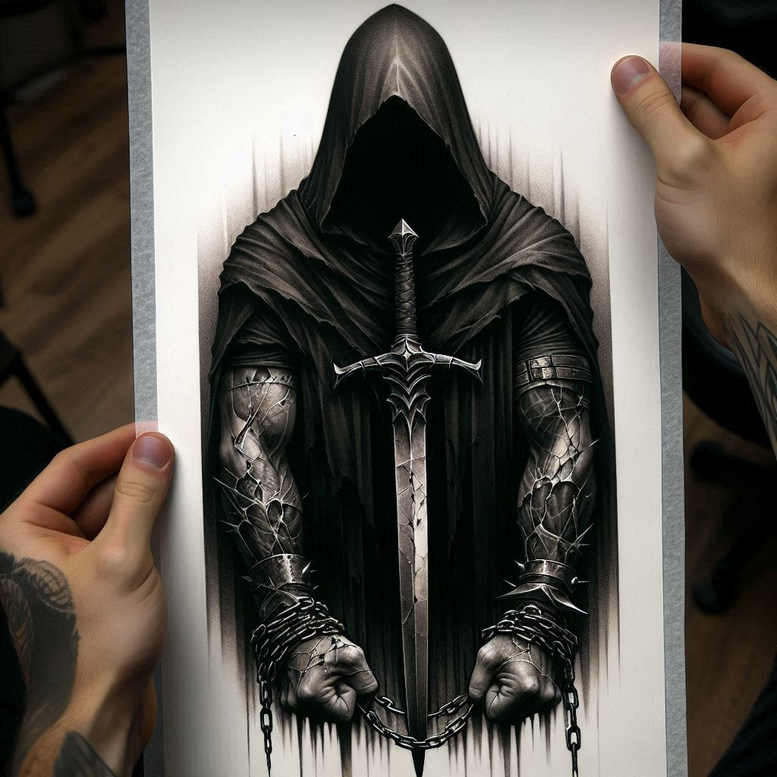 dark-transformation-tattoo-for-men – tattoo design ideas free ai generated – realism-depth-perception – for-outer-arm – Gallery: other-dark-inkby-ai