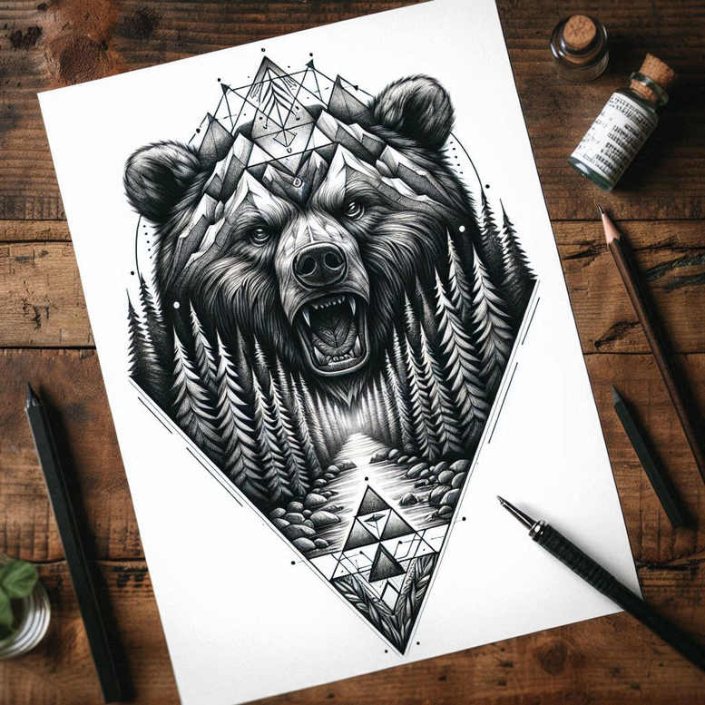 other-dark tattoo design ideas Surrealism imperfect symmetry abandoned for ankle
