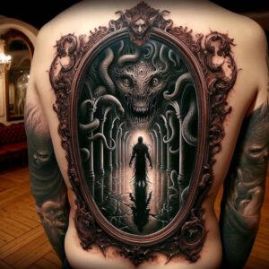 other-dark tattoo design ideas Realism studio quality bloodcurdling for sternum
