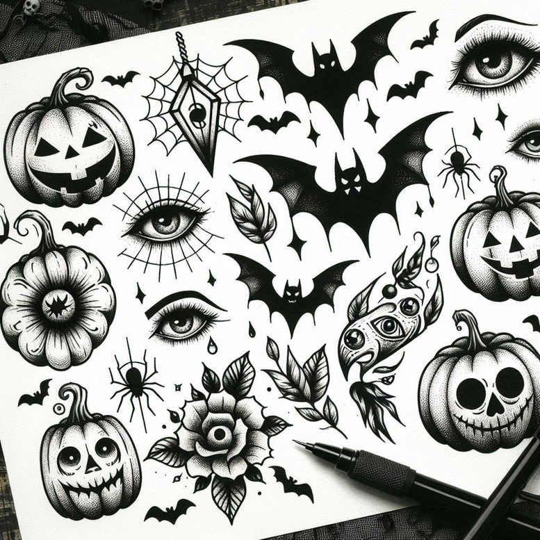other-dark tattoo design ideas line-art chilling for nape