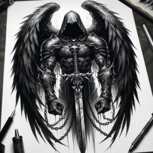other-dark tattoo design ideas Surrealism imperfect symmetry creeping shadow for lower chest