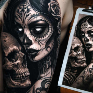 other-dark tattoo design ideas Surrealism symbolic motifs creepy for neck
