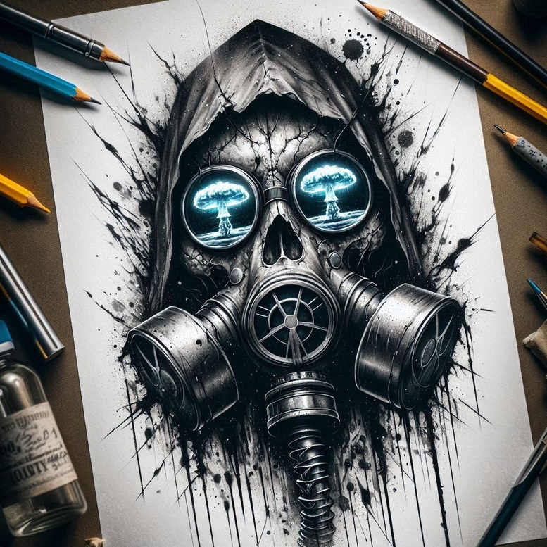 other-dark tattoo design ideas strong outlines distorted for behind ear
