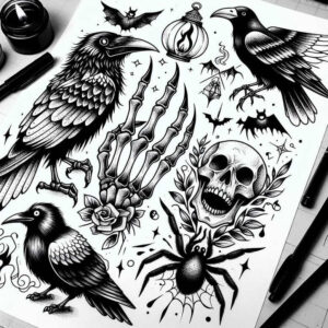 other-dark tattoo design ideas dynamic shapes freaky for lower back