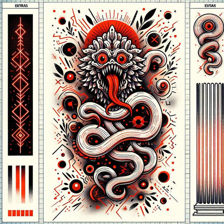 other-dark tattoo design ideas Surrealism impossible forms hellish for sternum