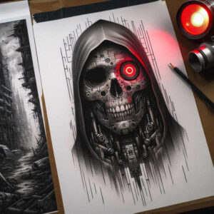 other-dark tattoo design ideas bold phantom for fingers