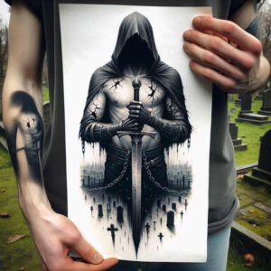 other-dark tattoo design ideas distorted perspective spectral for lower chest