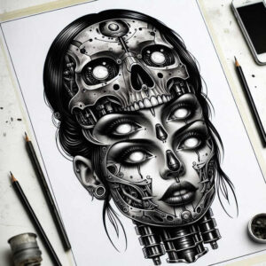 other-dark tattoo design ideas surreal unholy for back of neck