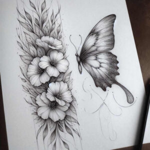 flower-tattoos – tattoo design ideas free ai generated – minimal-texture – for-upper-thigh – Gallery: other-delicate-inkby-ai