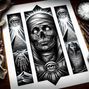 sarcophagus-tattoo-neotraditional-precise-lines-for-upper-arm – tattoo design ideas free ai generated – Gallery: other-egypt-inkby-ai
