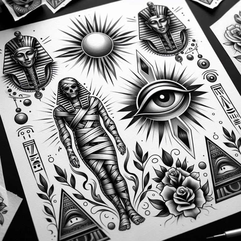 pyramid-tattoo-realism-seamless-blend-for-neck – tattoo design ideas free ai generated – Gallery: other-egypt-inkby-ai