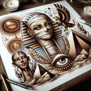 egyptian-mystery-tattoo-neotraditional-sharp-contrast-for-shoulder-blade – tattoo design ideas free ai generated – Gallery: other-egypt-inkby-ai