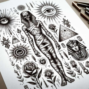 other-egypt tattoo design ideas Surrealism otherworldly ancient for upper arm