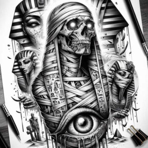 other-egypt tattoo design ideas Realism contrast play layered for side