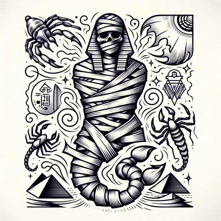 other-egypt tattoo design ideas black-and-white ornate shows strength