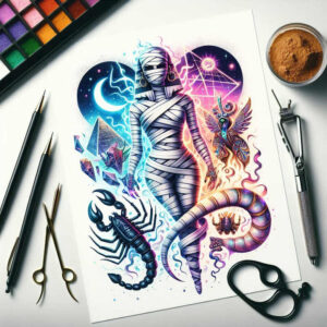 other-egypt tattoo design ideas realistic contrast symbolic meaning courage and power