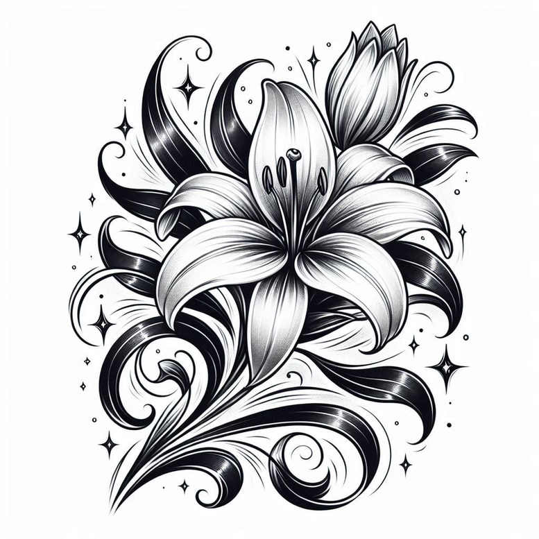 delicate-flowers – tattoo design ideas free ai generated – neotraditional-color-overlays – for-forearm – Gallery: other-flowers-inkby-ai