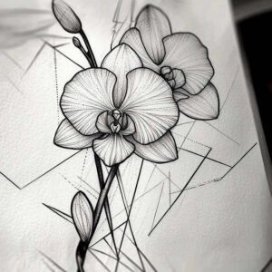 flower-harmony-symbol – tattoo design ideas free ai generated – neotraditional-structured-design – for-heel – Gallery: other-flowers-inkby-ai