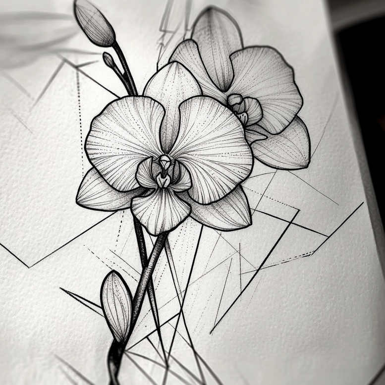 flower-harmony-symbol – tattoo design ideas free ai generated – neotraditional-structured-design – for-heel – Gallery: other-flowers-inkby-ai
