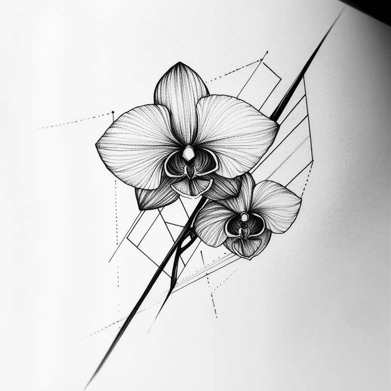 flower-harmony-symbol – tattoo design ideas free ai generated – realism-highlight-detail – for-lower-thigh – Gallery: other-flowers-inkby-ai