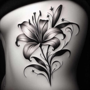 flower-shadow-tattoo – tattoo design ideas free ai generated – surrealism-blurred-boundaries – for-sternum – Gallery: other-flowers-inkby-ai