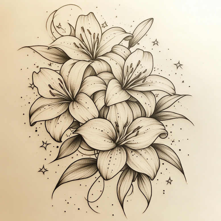 flower-silhouette-tattoo – tattoo design ideas free ai generated – surrealism-melting-forms – for-arm – Gallery: other-flowers-inkby-ai