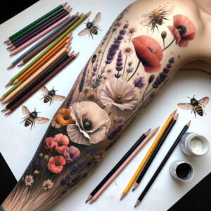 flower-traditional-tattoo-for-men – tattoo design ideas free ai generated – surrealism-phantom-shadows – for-side-torso – Gallery: other-flowers-inkby-ai