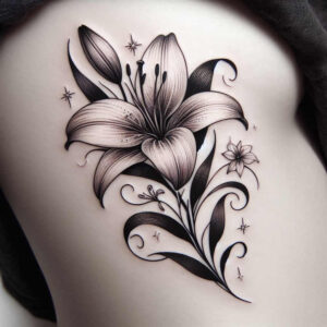 flowers-in-neotraditional-style – tattoo design ideas free ai generated – realism-perfect-proportions – for-thigh – Gallery: other-flowers-inkby-ai
