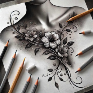 flowers-with-expression – tattoo design ideas free ai generated – realism-optical-depth – for-neck – Gallery: other-flowers-inkby-ai